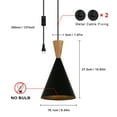 thumbnail image 6 of Black Wood Adjustable Height Pendant Wall Light - Modern Industrial Plug in Cord Ceiling Hanging Wall Lamp Fixture - Indoor Rustic Metal Chandelier Wall Sconce Decoration for Living Room Kids Bedroom, 6 of 7
