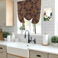 thumbnail image 5 of Dark Brown Balloon Curtains for Living Room/French Door, Vintage Abstract Flowers Pattern Tie Up Curtains 63 Inch Length Energy Saving Kitchen Curtains Shades for Windows 42"x63", 5 of 8