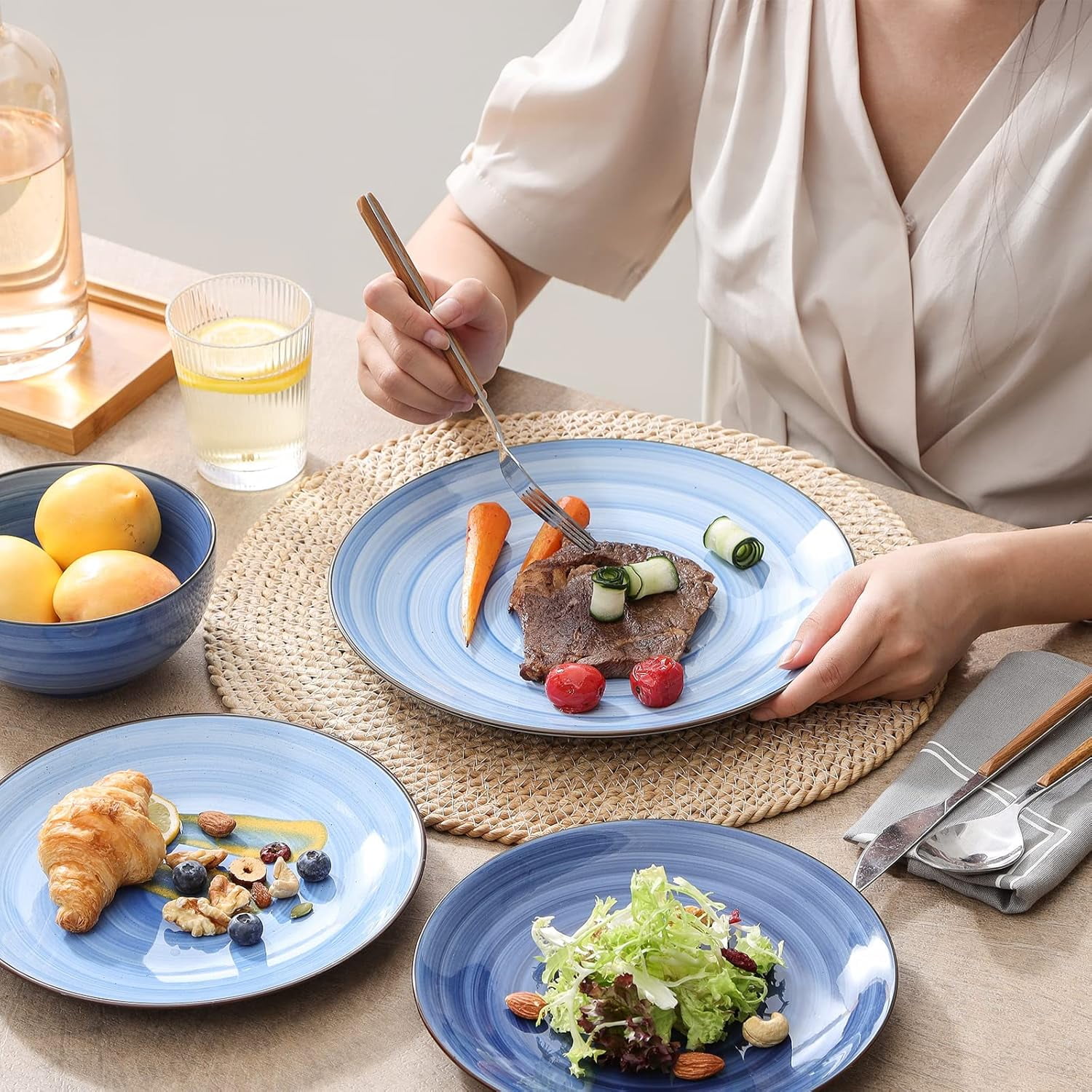 Ceramic Dessert Plates Set of 6, Small Salad Plates 6 Inch