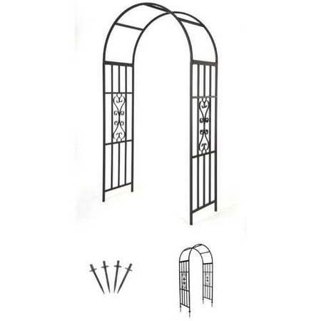 6.75' Metal Decorative Garden Arch with Stabilizing Anchor Stakes by ...