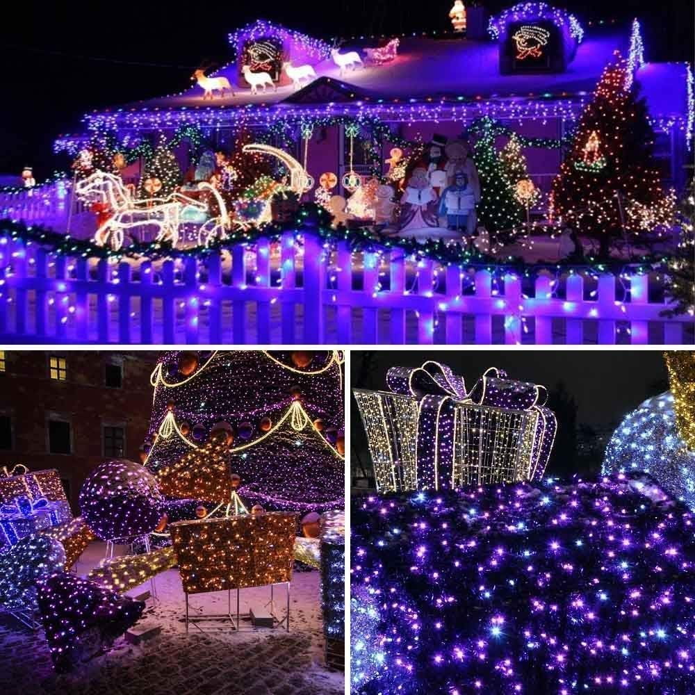 Huiyi Solar Christmas Light String, 12m 100LED Outdoor Light String 8 Modes Waterproof Solar String Lights for Trees Patio Fence Party Christmas Decor