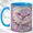 Blue, variant on Pastel Bat Coffee Mug, Crescent Floral Mug, Ceramic 11 oz