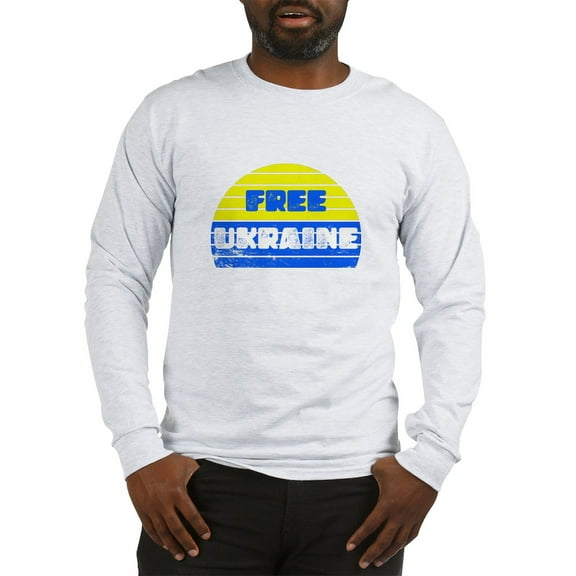 CafePress - Free Ukraine Men's Long Sleeve T Shirt - Unisex Cotton Long Sleeve T-Shirt