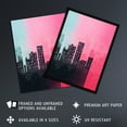 thumbnail image 2 of Abstract Geometric Cityscape Painting Aqua Blue Pink Pastel Colour Artwork Unframed Wall Art Print Poster Home Decor Premium, 2 of 5