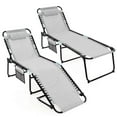 thumbnail image 2 of Costway 2 Pcs Chaise Longue Pliante Portable Bain de Soleil avec Dossier Réglable Gris, 2 of 8