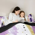 thumbnail image 5 of jejeloiu Retro Splash Ink Full Size Comforter Sets,White Purple Bedding Sets For Adult Reversible 3-Piece, 5 of 8