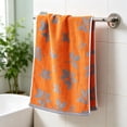 thumbnail image 6 of Btomtd Leaf Pattern Hand Towels for Face and Body, Lint Free Fast Drying Bath Towels, Thickened Absorbent Towels for Daily Facial Cleansing, Size 29" x 13.4", Orange-A, 6 of 8