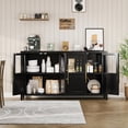 thumbnail image 2 of Studyset 55" Large Buffet Sideboard Cabinet with 4 Glass Doors and Shelves,Wood Cabinet Sideboard with Storage Modern Farmhouse Storage Cabinet Table for Kitchen Dining Room, Living Room, Hallway, 2 of 8
