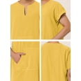 thumbnail image 5 of Camisón de manga corta para hombre, de algodón, con escote en V y abertura lateral, vestido largo Amarillo L, 5 of 5