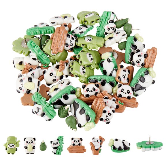 42Pcs Panda Push Pins Decorative Resin Panda Thumbtacks 7 Styles Fun Cartoon Animal Thumb Tacks Cute Push Pins for Photo Wall Map Cork Board Bulletin Board Home Office Decorations DIY