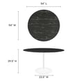 thumbnail image 6 of Modway Lippa 54" Round Artificial Marble Dining Table in White Black, 6 of 6