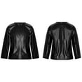 thumbnail image 5 of iiniim Girls Long Sleeve T-Shirt Shiny Metallic Dance Performance Tee Holographic Party Tops Dancewear Black 11-12, 5 of 7