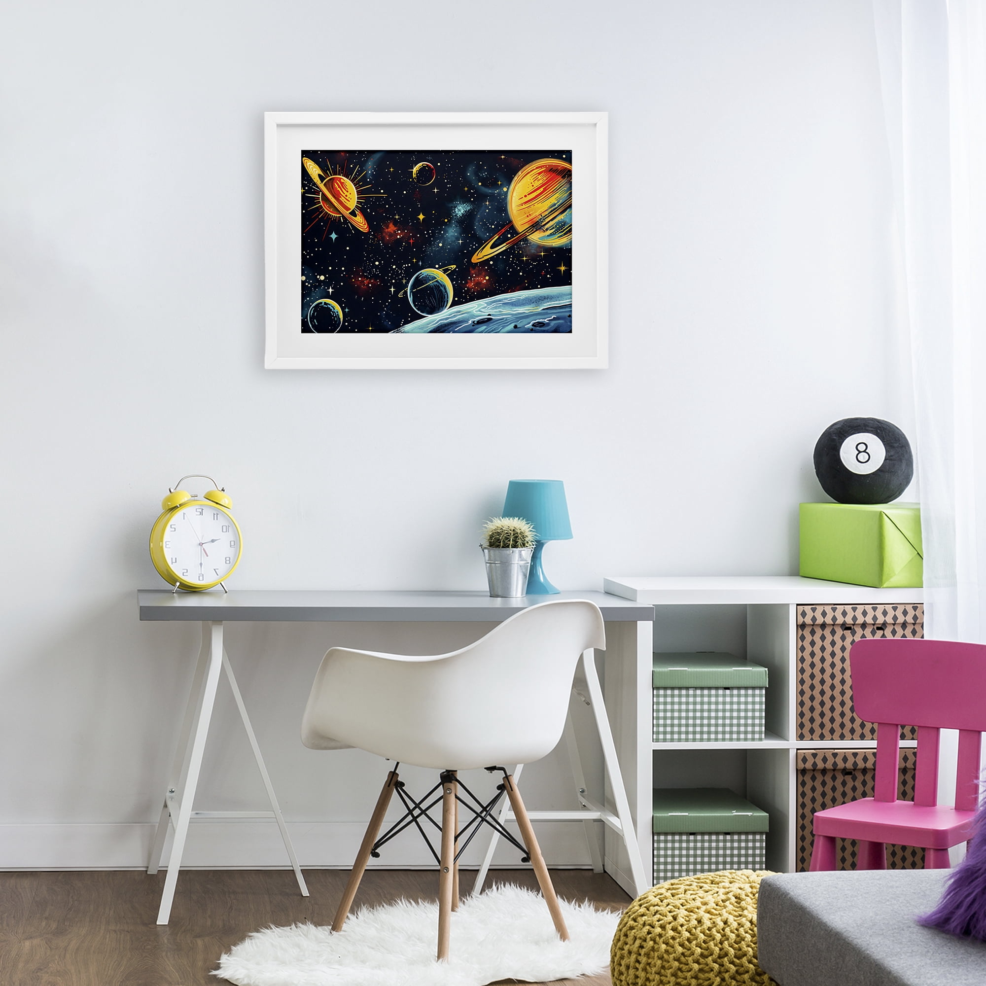 Stupell Industries Black Lit Galaxy Panorama White Framed Print Under Glass, design by Creative Studio