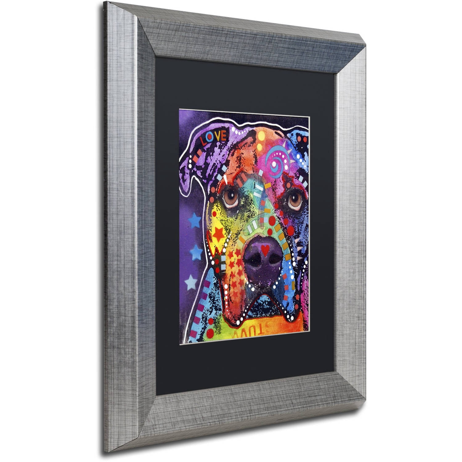 Trademark Fine Art "American Bulldog 121609" Canvas Art by Dean Russo, Black Matte, Silver Frame