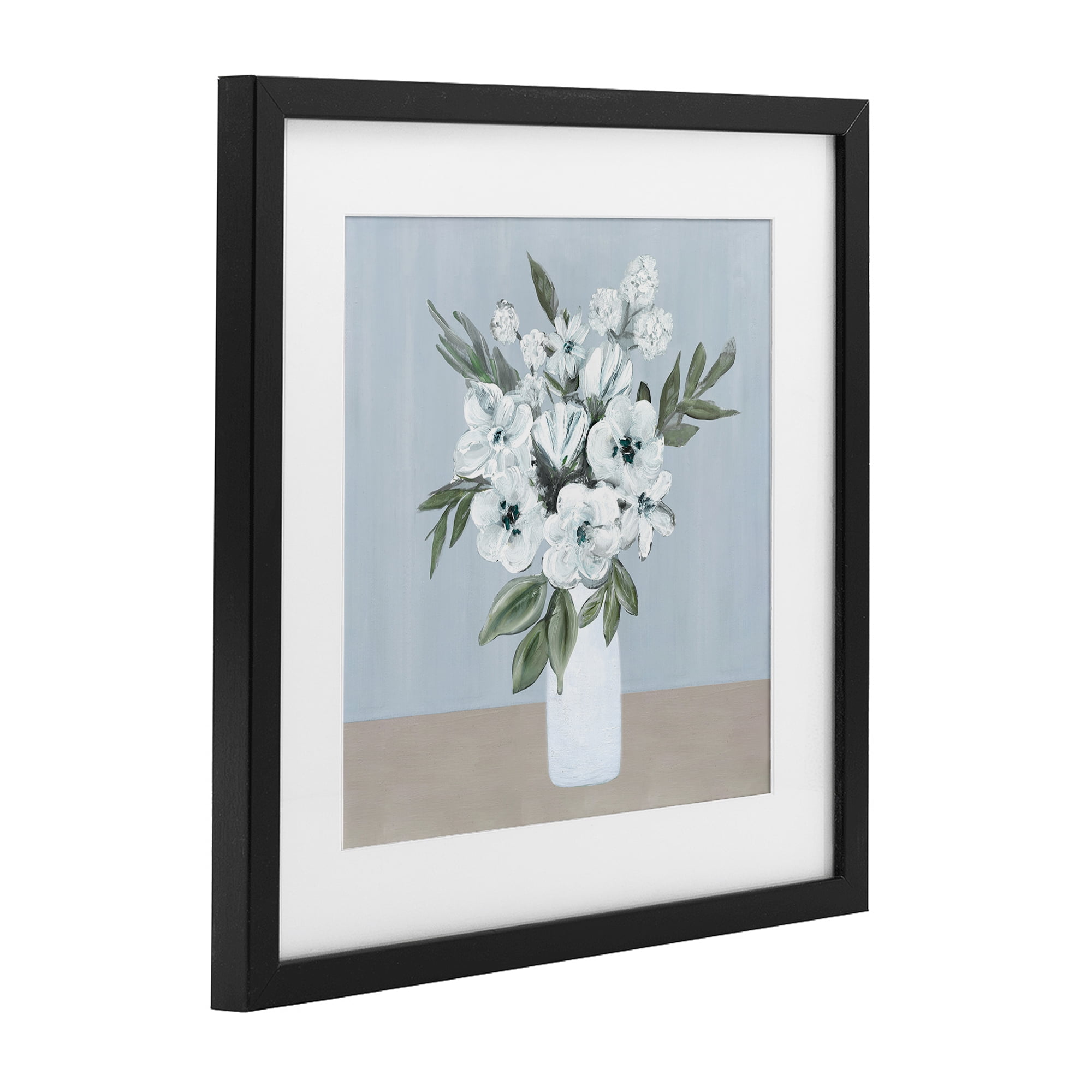 Stupell Industries Cerulean & White Blooms Black Framed Print Under Glass, design by Marilyn Dunlap