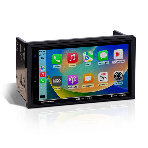BOSS Audio Systems BVCP9700A-MR Marine Boat Stereo - Apple CarPlay, Android Auto, Double Din, 7 Inch Touchscreen, Bluetooth, No CD DVD Player, AM/FM Radio Receiver