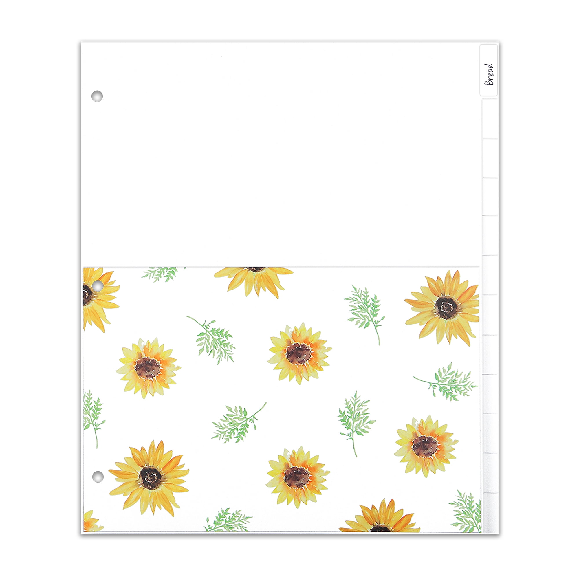Outshine 12-Pack Recipe Binder Dividers for 3 Ring Binder, Sunflower | 8.5' x 11' Thick Cardstock Binder Dividers with Tabs
