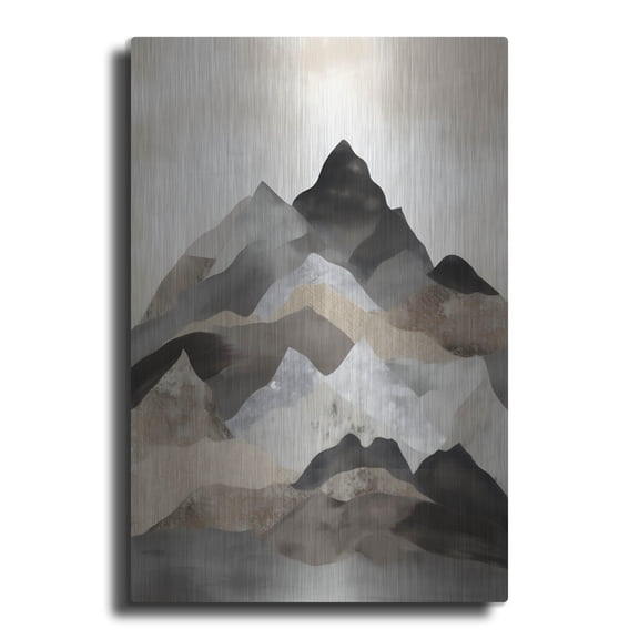 Luxe Metal Art 'Boho Mountain 5' by Petals Prints Design, Metal Wall Art, 12"x16"