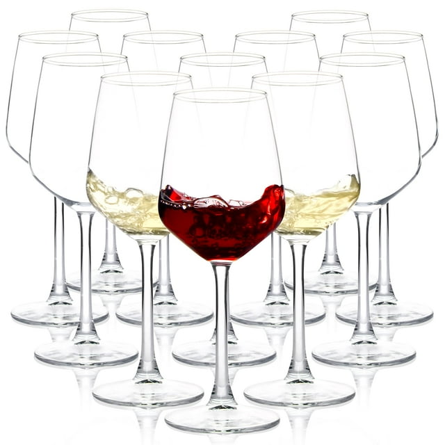 Juego de 12 copas de vino transparentes SHYRC de 355 ml con tallo largo