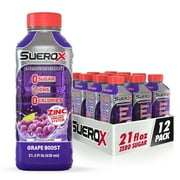 SueroX Zero Sugar Electrolyte Drink for Hydration and Recovery, Grape Boost, 21 fl oz , 12 ct