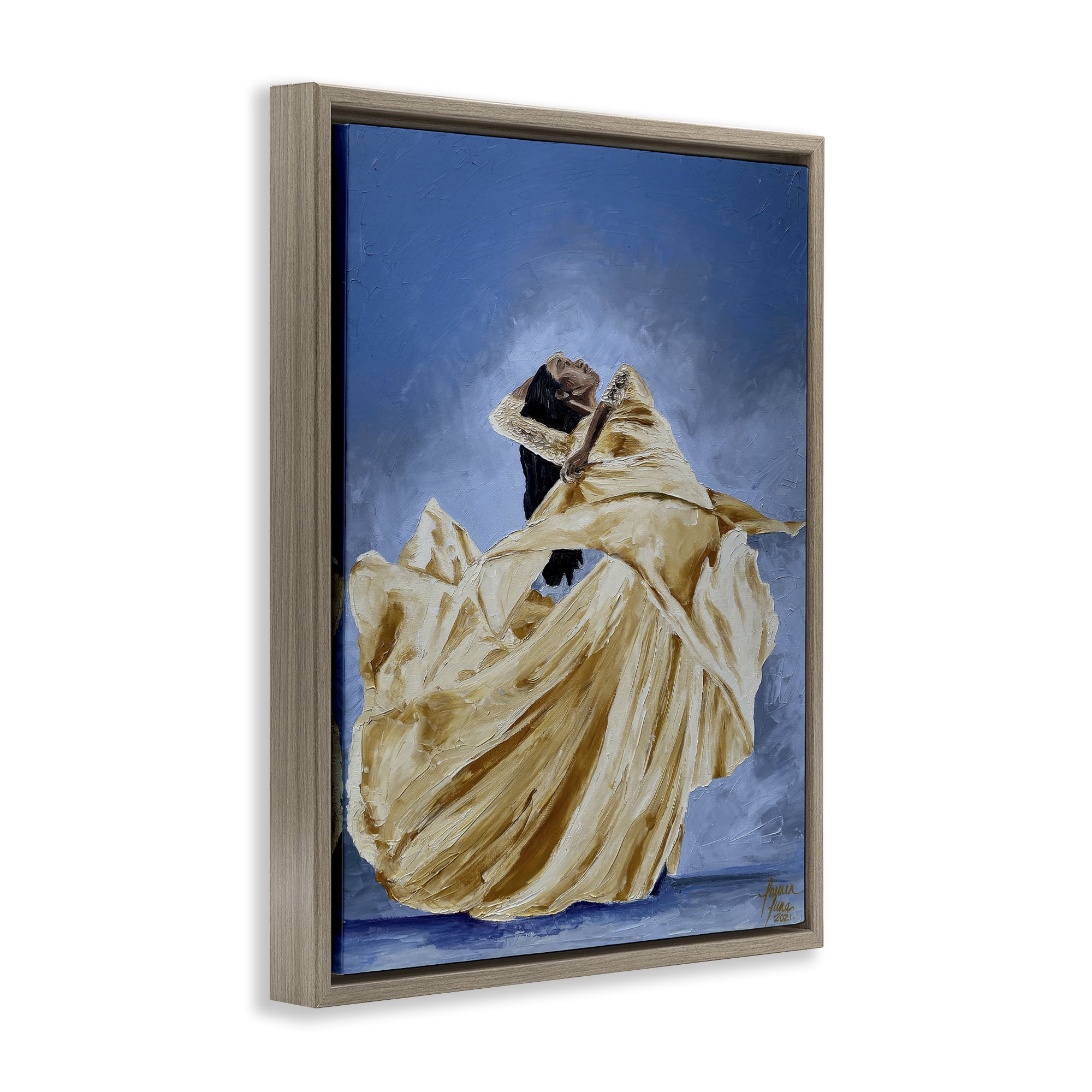 Stupell Industries Expressive Elegant Dancer Brown Framed Floater Canvas Wall Art, design by Lauren Luna