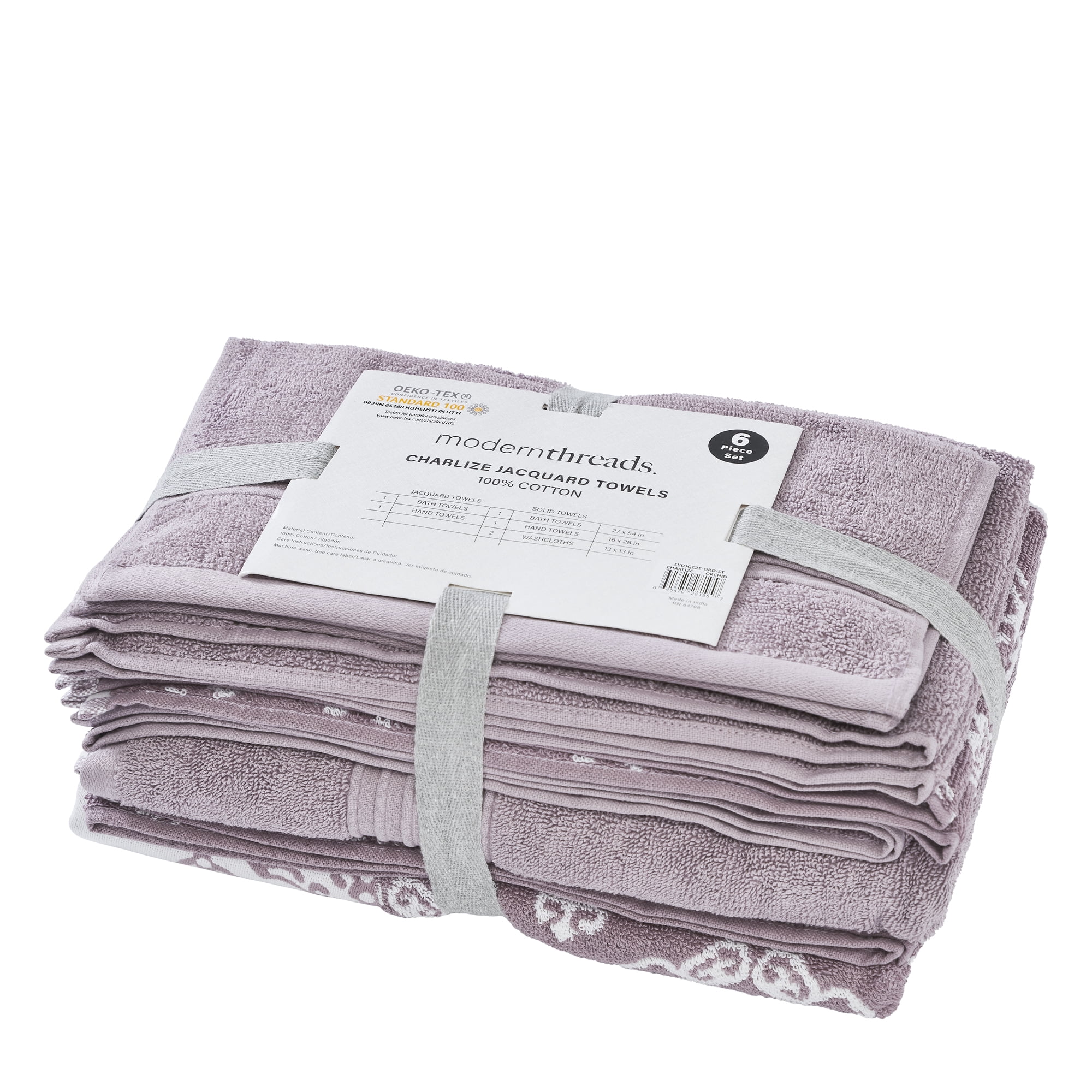 Modern Threads Charlize 6-Piece Cotton Bath Towel Set, Orchid