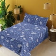 thumbnail image 2 of Ambesonne Romantic Fitted & Flat Sheet with Shams 4 Pcs Set, Feathers Cursive Scripts, Queen, Dark Ceil Blue Pale Mauve, 2 of 5