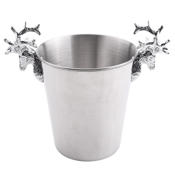 Seaux à Glace en Acier Inoxydable, Poignée Tête de Cerf, Seau à Glace Isolé, Seaux à Vin Seau à Champagne pour Paties et Bar (S)