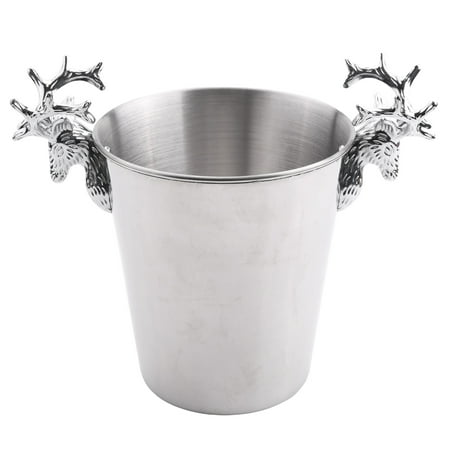 

Stainless Steel Ice Buckets Deer Head Handle Insulated Wine Buckets Champagne Bucket for Paties and Bar (S)