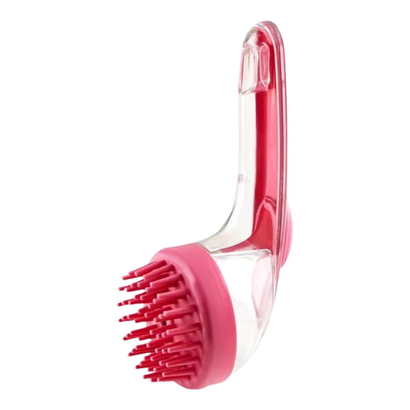 SLYNSHome Pet Grooming Bath Massage Brush with Soap and Shampoo Dispenser Soft Silicone Bristle for Long Short Haired Dogs Cats Shower - Red