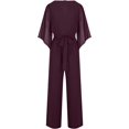 thumbnail image 4 of ZHAOCHENG Mono elegante para mujer, para boda, traje de pantalón, mono largo de verano, mono informal de una pieza, mono liso de manga 3/4, mono de cintura alta, mono festivo para fiesta., 4 of 5