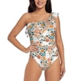 thumbnail image 2 of Picia Cute Rabbit Floral Pattern Women's One Piece Swimsuits,One Shoulder Swimwear Asymmetric ,Ruffle Monokinis Bathing Suits,High Waisted Flattering Bathing Suits-X-Large, 2 of 8