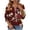 Red, variant on Womens Tops Dressy Striped Print Shirt Casual Zip Up Mock Neck Tops 3/4 Sleeve Loose Fit Tshirt Summer Casual Blouses for Women