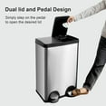 thumbnail image 2 of Dual Trash Can, 60 Liter/16 Gallon Dual Bin Trash Can with Lids, Trash and Recycling Bin Combo, Hands-Free Stainless Steel Kitchen Garbage Can, Silver Recycling Waste Bin for Home, Office, 2 of 18