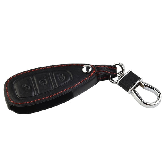 Tekuisi Leather Alarm Remote Keychain Case for Ford Fiesta Focus Kuga 3 Button Car Keychain Case Protection Bag Accessoriey