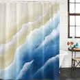thumbnail image 2 of Navy Blue Ombre Beach Shower Curtain, Waterproof Shower Curtains for Bathroom, Summer Ocean Coastal Gradient Waves Washable Fabric Bathtub Curtain Set Bath Decor with 12 Hooks 72"x78", 2 of 8