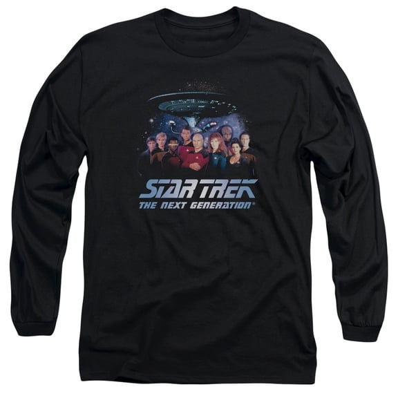 Star Trek Space Group Long Sleeve Adult 18/1 T-Shirt Black