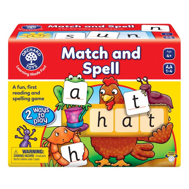 Orchard Toys Juegos de alces Juego de combinaciones y hechizos. Un divertido juego de primera lectura y ortografía. 2 formas de jugar. Edad 4. 1-4 jugadores