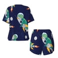thumbnail image 6 of Wukai Astronaut Dinosaur and Space Women's Pajama Set,Short-Sleeve Top and Shorts with Elastic Waistband and Pockets for Loungewear, Yoga, and Casual Wear-Small, 6 of 8