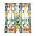 thumbnail image 6 of Yayeee Window Curtains Light Filtering 63"x42" Grommet Panel Pair Home Living Room Decor, Beige Clover Pattern, 6 of 7
