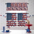 thumbnail image 3 of Independence Day Kitchen Curtains Valances 3 Piece Set, Country U.S. Flag Theme Red Poppy Blue Flower Rod Pocket Tier Curtain and Valance Drapes for Small Window 36 Inch Length for Bedroom Cafe, 3 of 9