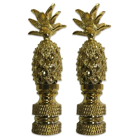 - Royal Designs Vintage Pineapple Lamp Finial for Lamp Shade- Polished Brass Set of 2