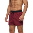 thumbnail image 2 of Innerwin Mens Swimsuit High Waist Boardshorts Drawstring Quick Dry Swimwear Solid Color Swimming Pool Wine Red Black M, 2 of 4