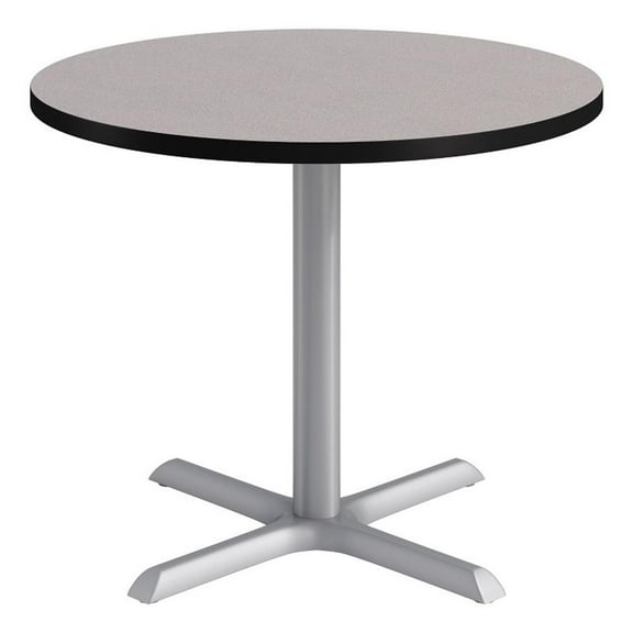 KFI Studios 36in Round Dining Table - Gray Top - Silver Base