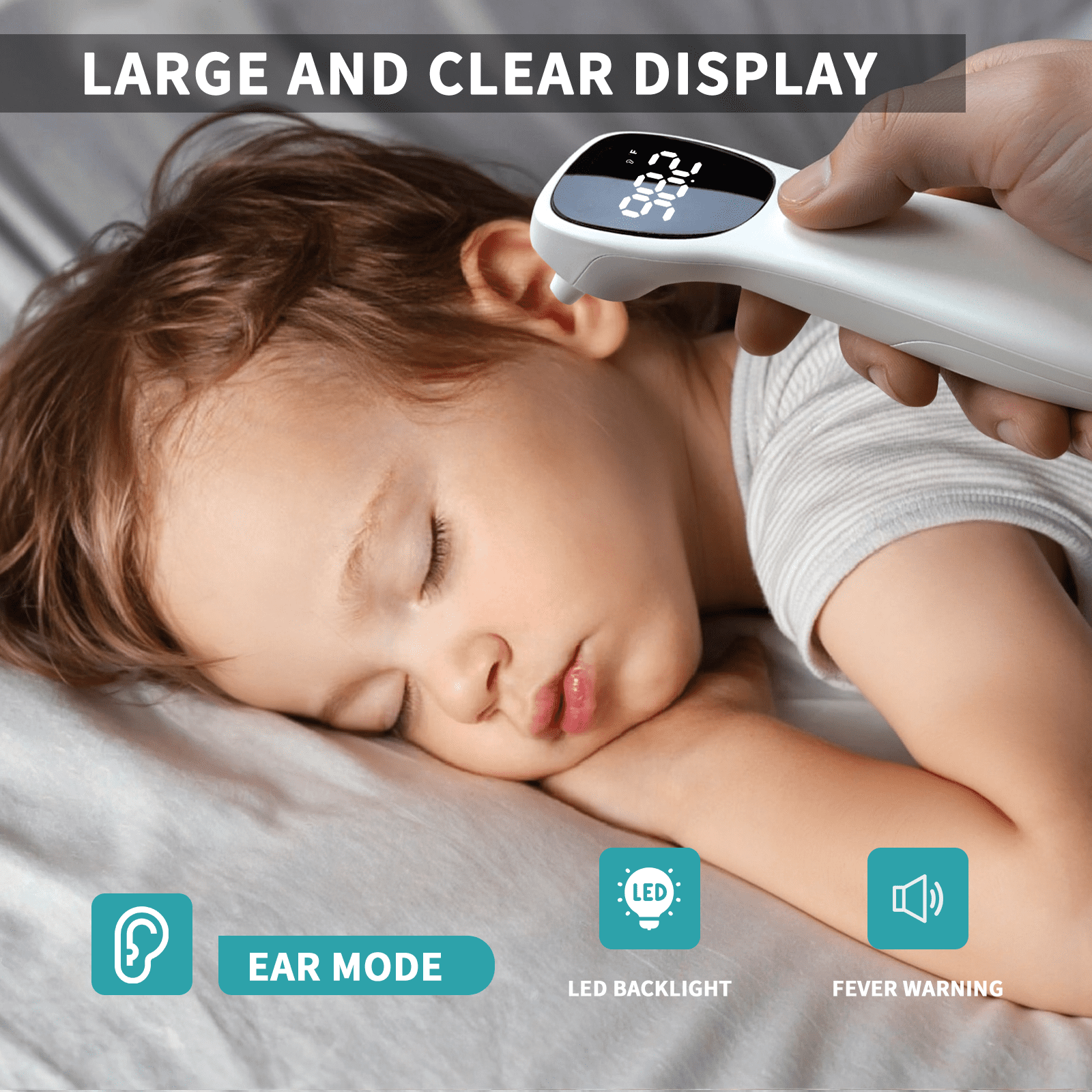 AL21 Dual Mode Thermometer for Adults, Kids, and Babies – Infrared Digital Forehead and Ear Thermometer, No Touch with Fever Alarm and Fast Results