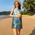 thumbnail image 3 of Honeii Majestic Eagle Over Castle Print Women's Sleeveless Dress, Loose Fit Casual Dress for Women, Summer Fashion Dress, 3 of 7