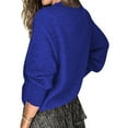 thumbnail image 4 of zaveiop Womens Lace Trim on V Neck Line Sweaters Lightweight Solid Color Long Sleeve Button Decorated Cuffs Pullover Tops (Blue, 3XL), 4 of 5