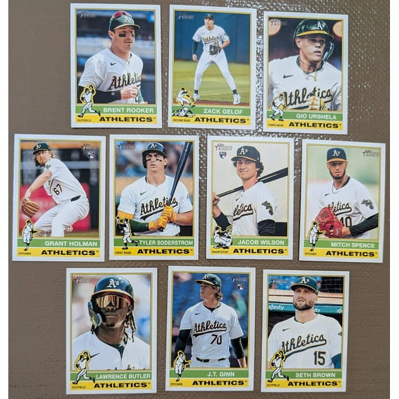 2025 Topps Heritage Baseball Team Set 10 Cards Athletics Soderstrom Jacob Wilson RC