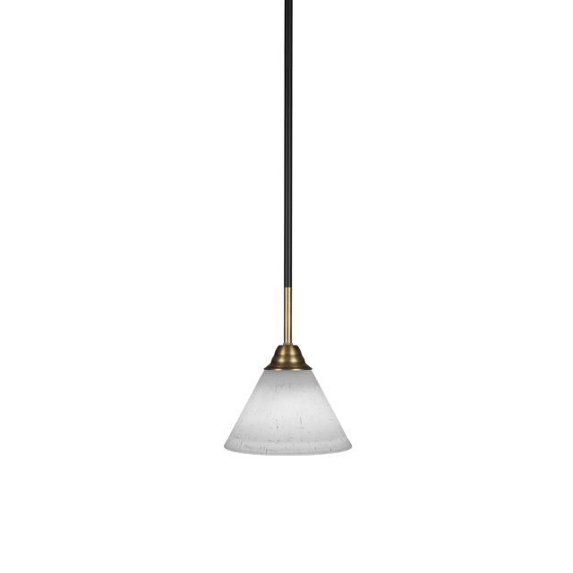 Mini colgante Paramount con 1 luz en negro mate y acabado de latón con vidrio de muselina blanca de 7 "