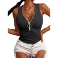 thumbnail image 3 of Camiseta sin mangas para mujer, camiseta sin mangas para mujer, camiseta sin mangas con cremallera frontal, camiseta sin mangas con diseño elegante y estético, 3 of 5